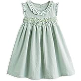 Simplee kids Baby Girl Smocked Dress Summer Casual Short Sleeve Dresses Floral Print Sundress Princess Dress for Toddlers