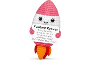GWHYGIFTS Positive Crochet Rocket Christmas Birthday Thanksgiving Gifts for Women Men,White Elephant Stocking Stuffers inspirational Gifts for Friends Coworkers Teens Girls Boys Kids,Cute Handmade Desk Decor