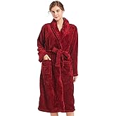 Inner Wish Womens Plush Fleece Robe, Cozy Warm Bathrobe Fuzzy Female Spa Robe With Pockets