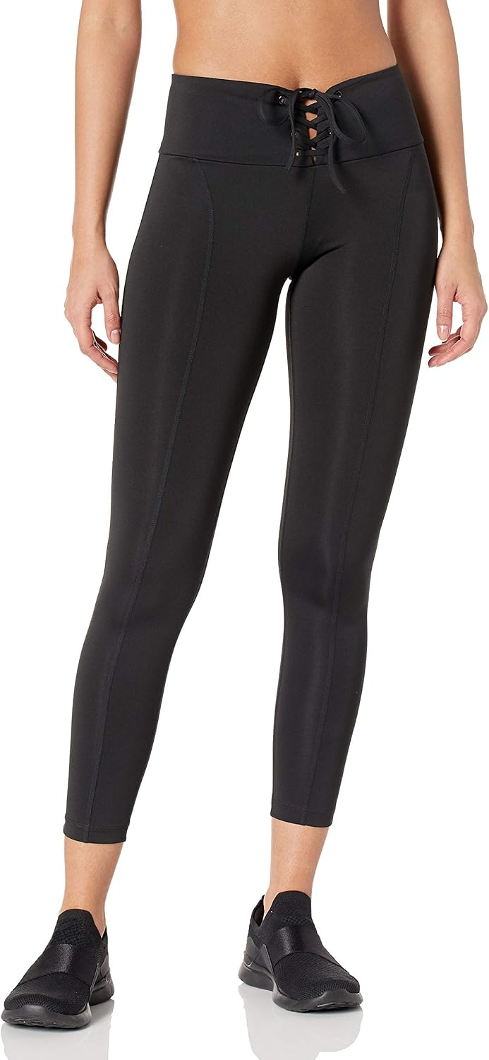 GUESS Women's Active Full Length Leggings with LaceUp Detail, Jet