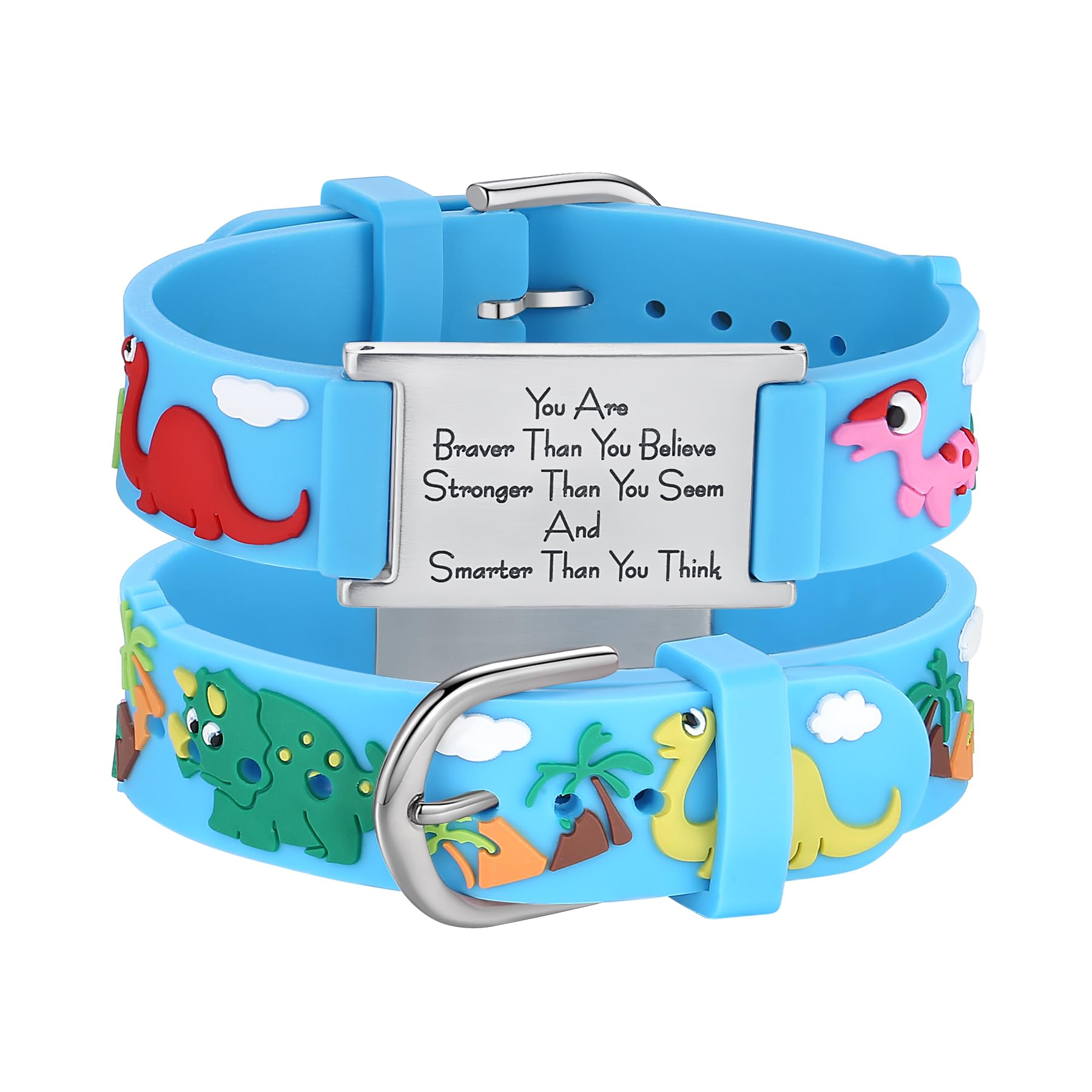 LinnaLove You are Braver Than You Believe Stronger Than You Seem and Smarter Than You Think Inspirational Bracelet for Boys & Girl, Teens.(Dinosaur)