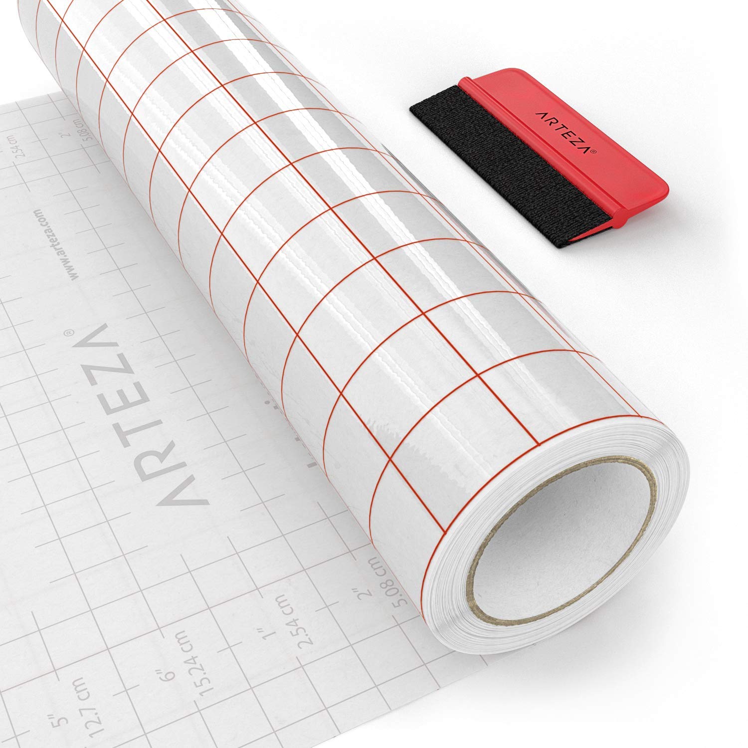 ARTEZA Ultra Clear Transfer Tape Paper with Grid & Squeegee, 12 Inch Wide x 25 Foot Long Roll - Image 3