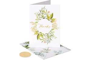 Papyrus Thank You Cards with Envelopes, Simple Leaf (14-Count)