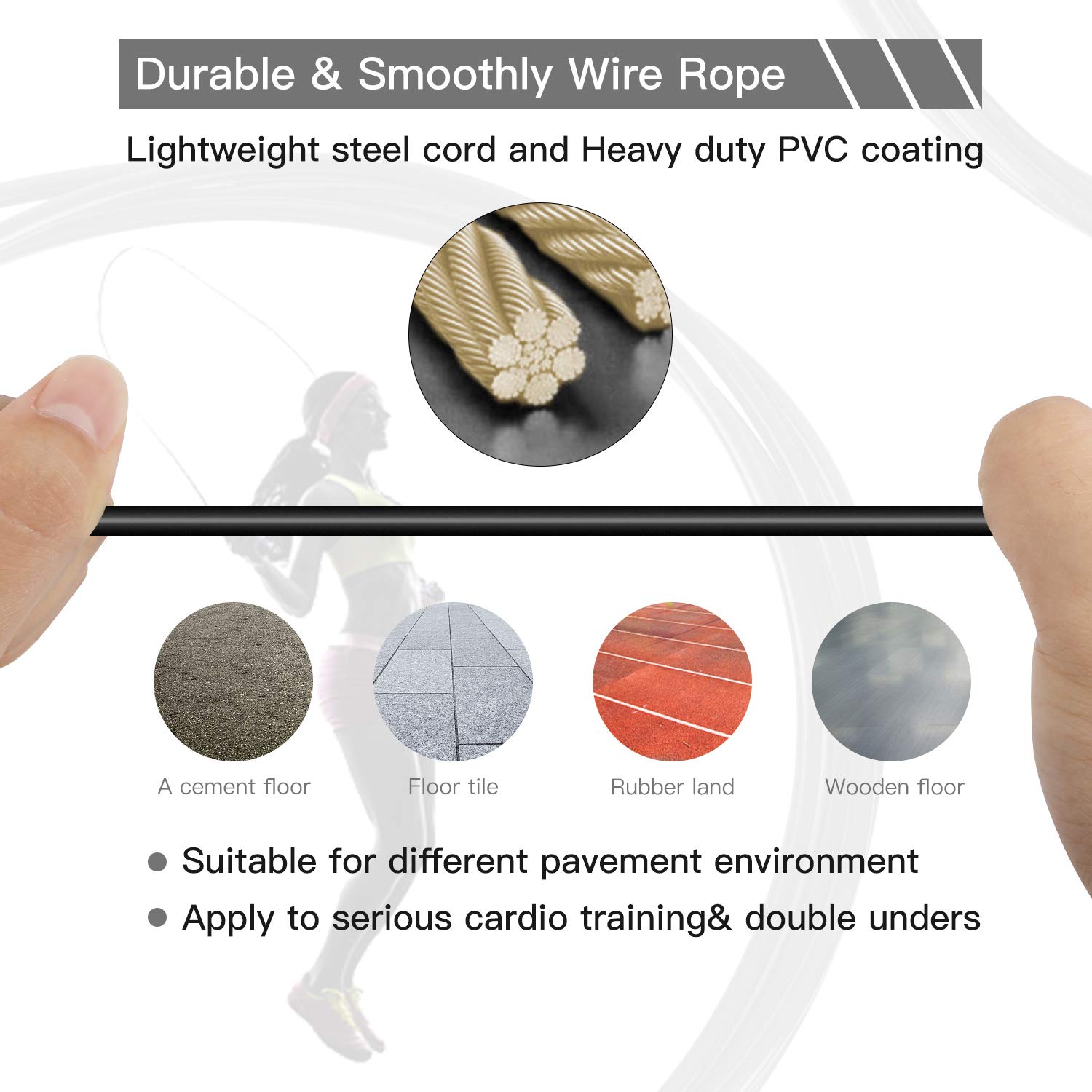 GYMTOP Skipping Rope - Cardio Jump Rope Free with Ball Bearings Rapid Speed and 6\