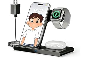 3-in-1 Foldable Wireless Charger for Apple:Fast 3-in-1 Charging Station for iPhone 17 16 15 14 13 Pro Max, AirPods, Watch-Des