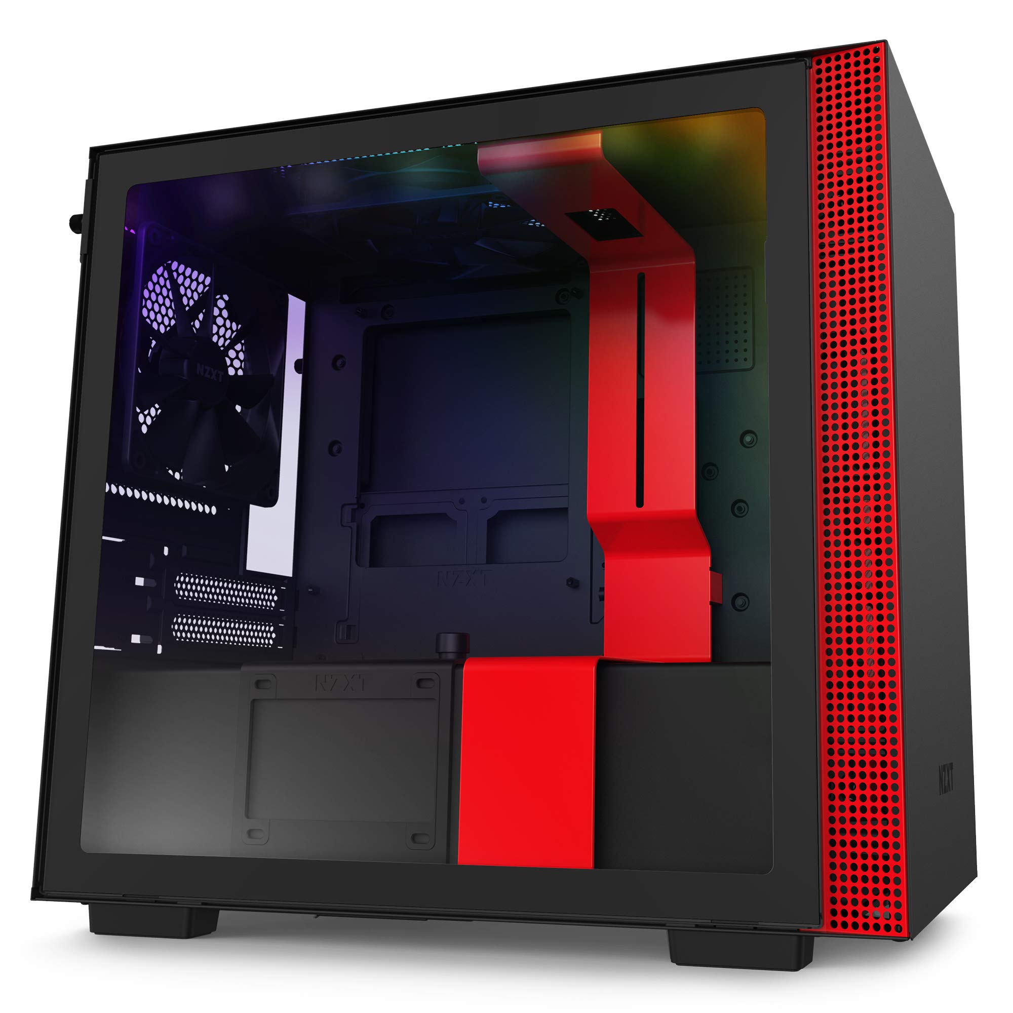 NZXT H210i - CA-H210i-BR - Mini-ITX PC Gaming Case - Front I/O USB Type-C Port - Tempered Glass Side Panel Cable Management - Water Cooling Ready - Integrated RGB Lighting - Black/Red