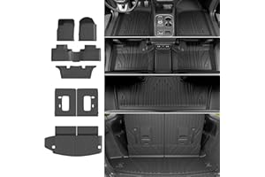 powoq Floor Mat Compatible with 2016-2026 Dodge Durango 6 Seats Trunk Liner 3rd Backrest Mat Replacement for 2016-2026 Dodge Durango Accessories(Trunk Mat+3rd Backrest Mat+6 Seats Floor Mat)