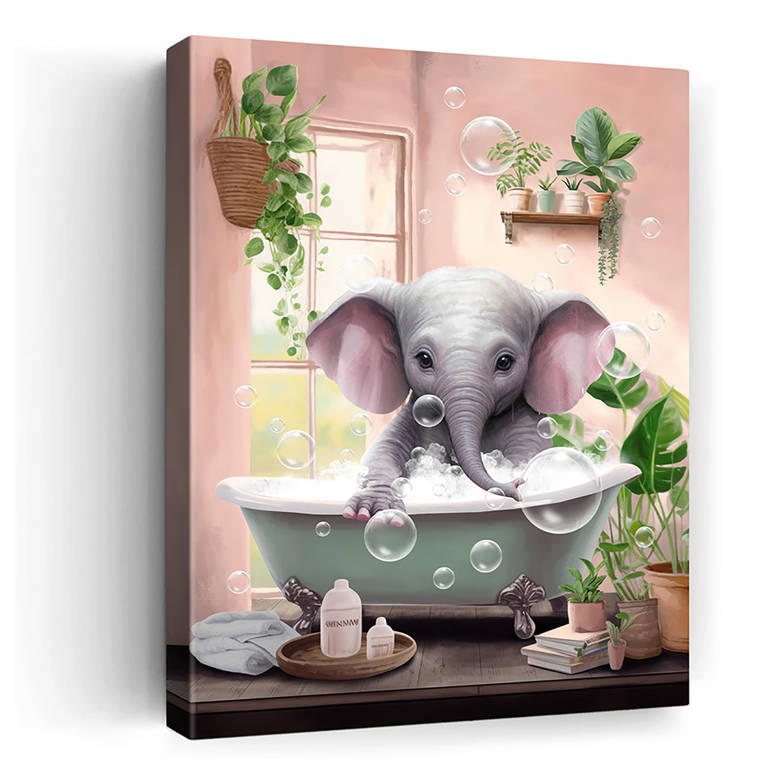 Elephant Wall Art Funny Bathroom Colorful Elephant Decor Picture Wall ...