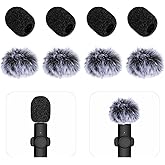 Microphone Cover, 8 PCS Mini Wireless Furry Mic Windscreen &amp; Foam Cover Set Windproof Microphone Windscreen Wind Muff Foam Mic Covers for Lavalier Microphones, to Reduce Plosive Highlight the Vocals