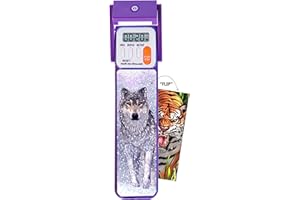 Mark-My-Time Digital Bookmark and LED Book Light - Timer and Book Mark for Kids with LED Book Light, Cool Bookmarks and Reading Incentives, Christmas Gift & Stocking Stuffer - 3D Flip Snow Wolf/Tiger