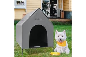 Zooba 31" 2-in-1 Dog House for Medium Dogs, Elevted Dog House Outdoor/Indoor, Puppy Shelter Outside,Water Resistant 600D PVC and Durable 2x1 Textilene Raised Dog Bed (Medium)