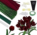 200 Pcs Brown Pipe Cleaner Flowers, 2 Colors Pipe
