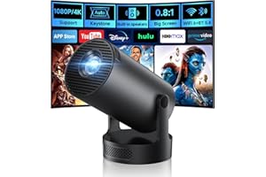 Kimwood Projector with Upgraded HiFi Speaker, [Built-in Apps] 1080P Mini Portable Projector Lower Noise Auto Keystone WiFi 6 
