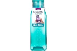 Sistema BPA Free Stackable Square Bottle, Assorted Colours, 475 ml