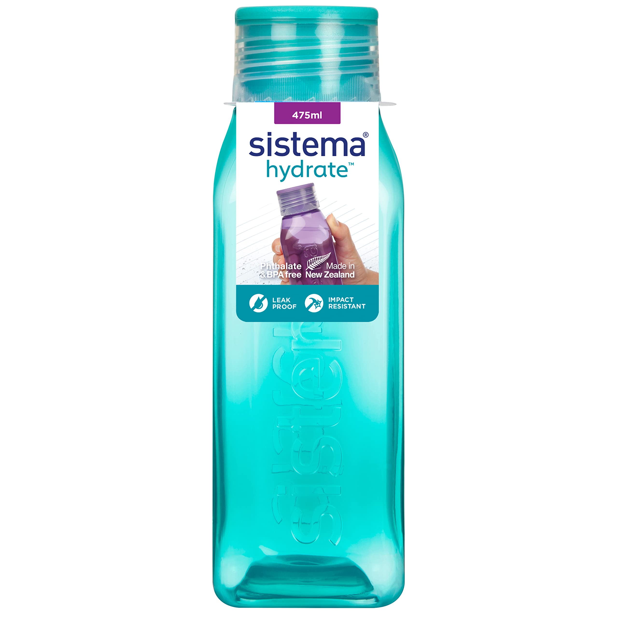 Sistema Square Water Bottle | 475 ml | Leakproof Kids Water Bottle | BPA-Free | Assorted Colours (Not Selectable) | 1 Count — image 1