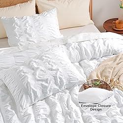 PHF Soft Seersucker Comforter Set Queen Size, 3