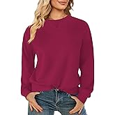 Elesomo Womens Sweatshirts Cotton Crew Neck Casual Long Sleeve Pullover Tops