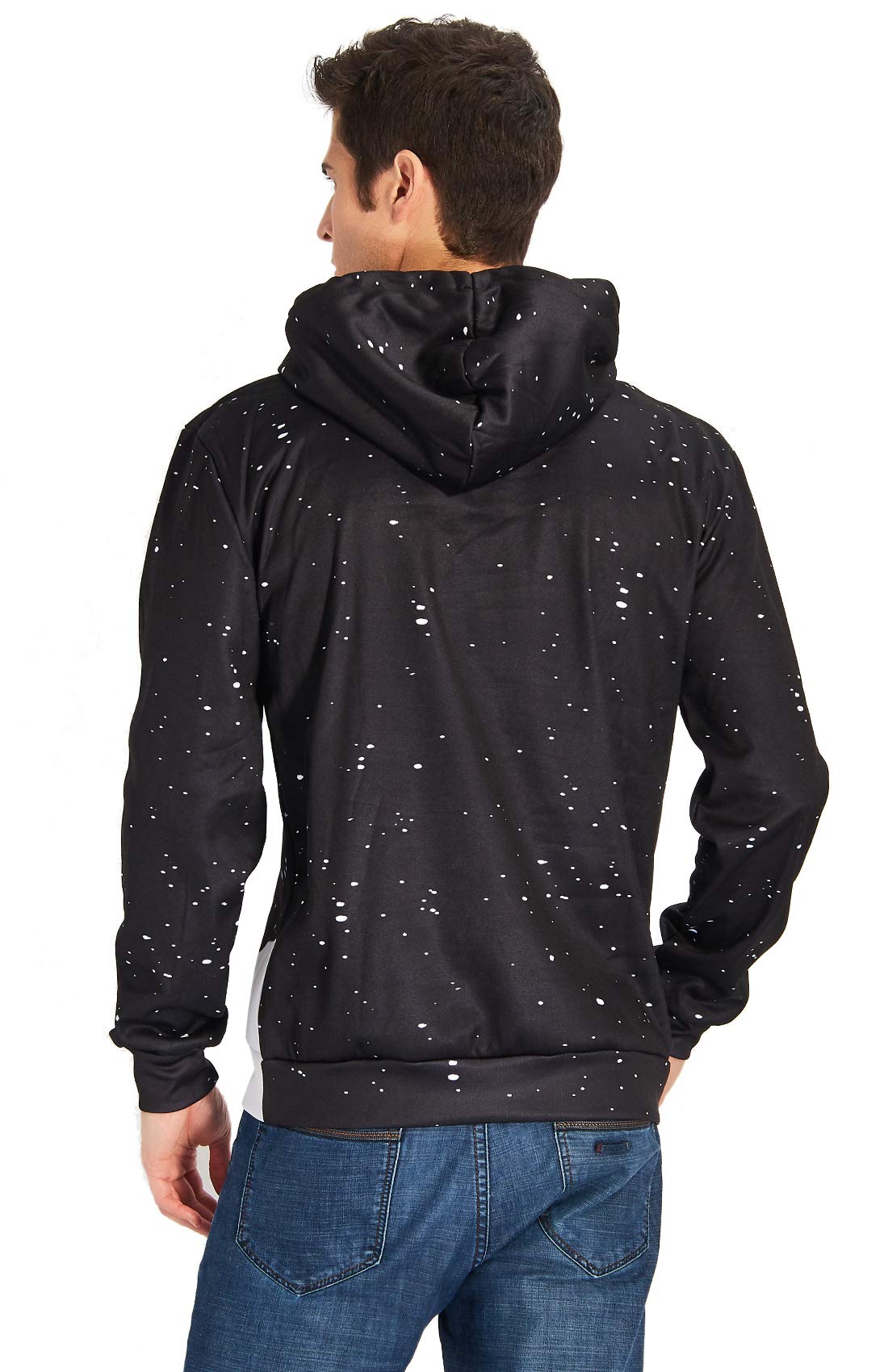 RAISEVERN Felpa con cappuccio a vita bassa stampata a vita bassa 90\'s Star Pouring Milk nera