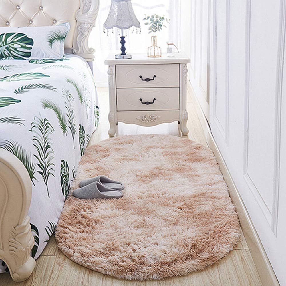 Clnelec Rectangle Area Rugs Fluffy Carpets,Super Soft Indoor Modern Shag Area Silky Smooth Fur Rugs Fluffy Rugs Shaggy Area Rug Dining Room Home Bedroom Carpet Floor Mat (Beige, 40x60cm)