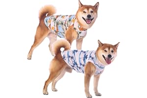 Sychien Hawaiian Dog Shirts,Quick Dry Summer Cooling Mesh Coconut Printing T-Shirt for Large Dogs,Blue+Yellow XXXL
