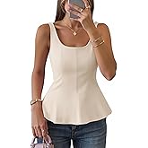 ZESICA Women's 2026 Summer Sleeveless Vest Top Square Neck Cute Casual Tank Tops Fitted Going Out Trendy Outfit