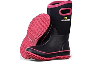 D DRYCODE Rubber Boots for Women, Rain Boots with Warm Neoprene, Waterproof Mid Calf Mud Insulated Work Boots for Womens Gardening, Farming, Hunting, Water Fishing