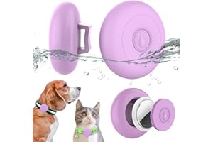 WTYSSN Airtag Dog Collar Holder Waterproof, Hidden Silicone Waterproof Airtag Case for Pet Cat Dog GPS Tracker, Anti-Lost Waterproof Airtag Holders Compatible with Apple AirTag for Dog Cat Collar (Purple)