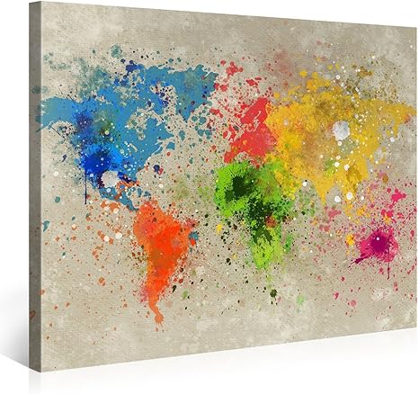 Amazon Co Jp レモンツリーart 世界地図 アートパネル 油彩アート アートフレーム キャンバス絵画 インテリアパネル インテリア絵画 インテリア装飾 壁飾り ワールドマップ 木枠付きの完成品 60cm 40cm ホーム キッチン