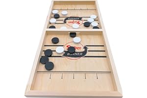 XEUKNN Fast Sling Puck Game Large Size Hockey Melightful Pass Puck Game Board Wooden for Kids Adults Party Family Night Fun Game Traveling Camping Birthday (Super Winner)…