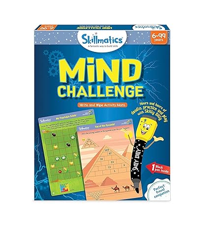Skillmatics Educational Game: Mind Challenge (6-99 Years) | Fun Games and Activities for Kids | Erasable and Reusable Mats