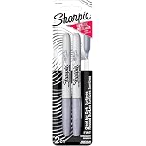 Sharpie Metallic Permanent Markers, Fine Point, Silver, 2 Count - For Black Paper or Dark Surfaces, Arts &amp; Crafts, Posters