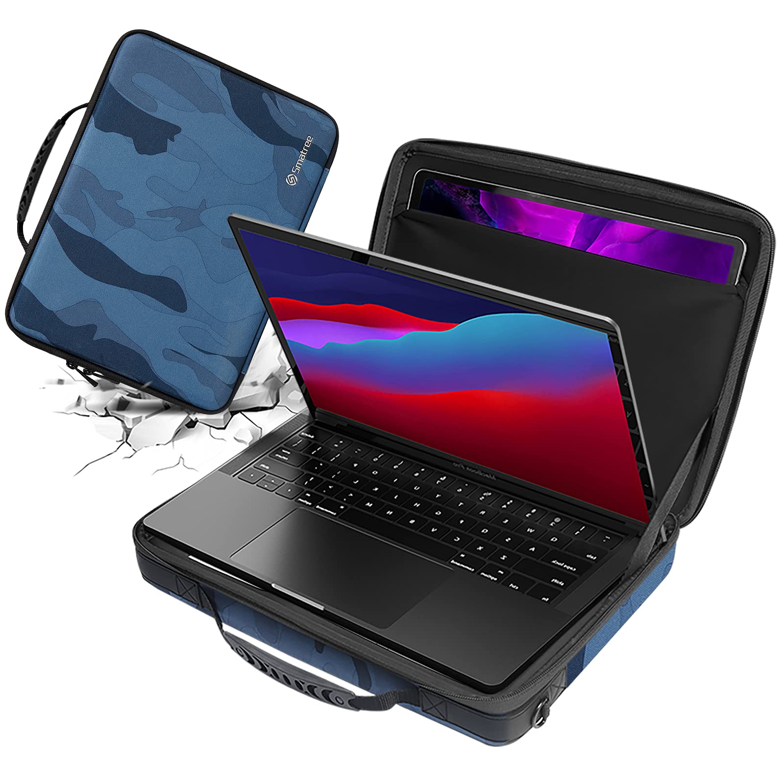 Smatree 13.3 inch Hard Shell Briefcase Laptop Carrying Case Compatible for New 13 inch Macbook Air M4 2025,2023 2021 Macbook Pro 14.2 inch,13-13.3 inch MacBook Pro/MacBook Air - Navy blue