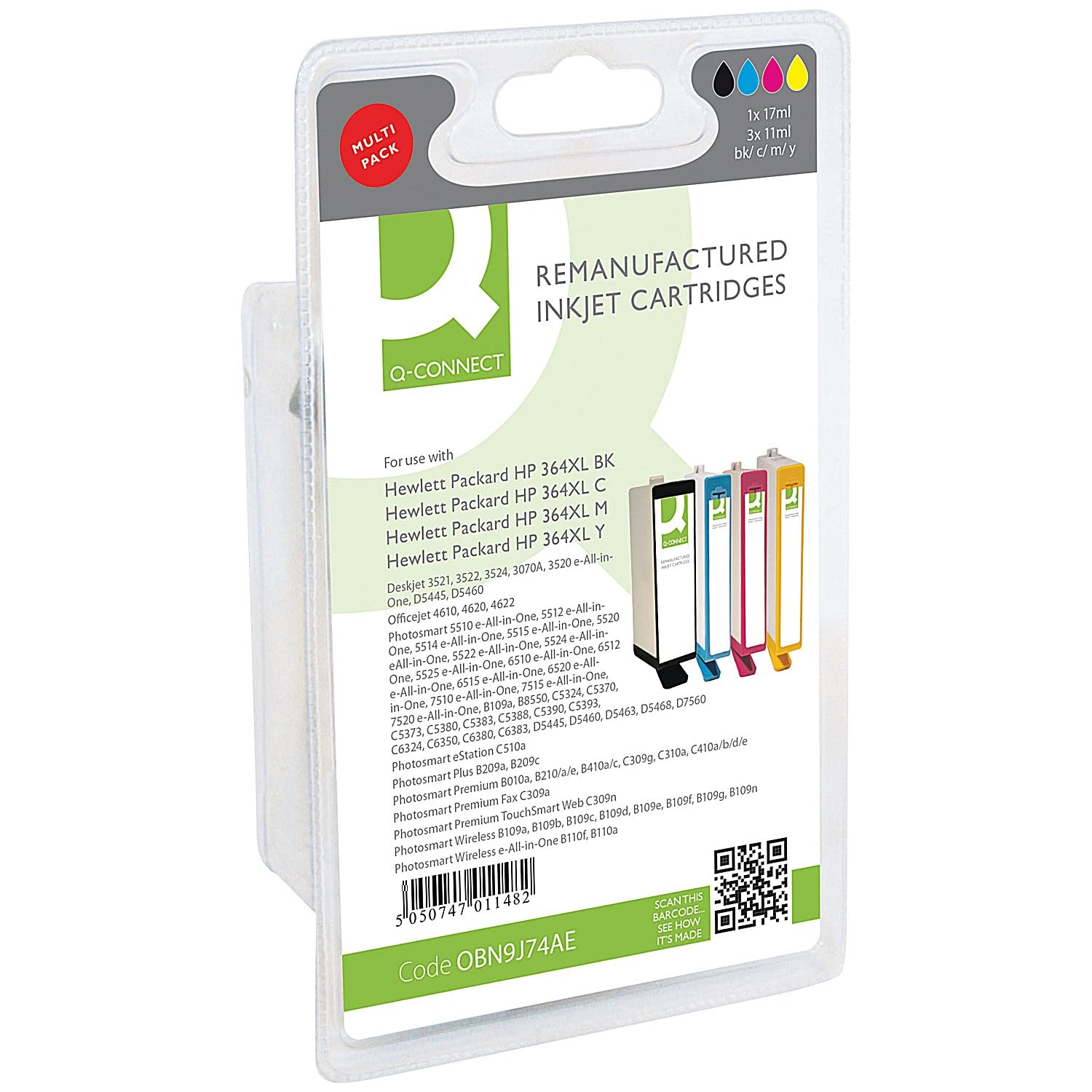 Q-Connect HP 364XL Ink Cartridge HY Colour (Pack of 4) N9J74AE-COMP