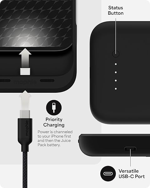 MOPHIE JUICE PACK BATTERY CASE FOR IPHONE 16 PRO MAX – SLIM CHARGING CASE, MAGNETIC BACK FOR WALLETS & MOUNTS, +50% EXTRA BATTERY LIFE, ENHANCED 6-FOOT DROP PROTECTION, SUSTAINABLE MATERIAL, BLACK