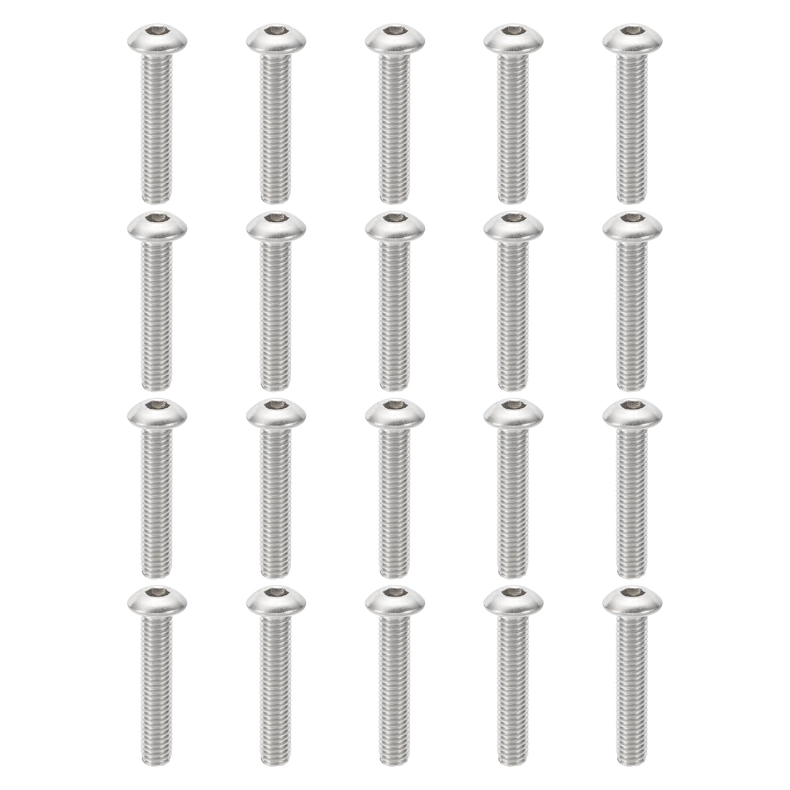 PATIKIL #10-32x1" Button Head Socket Cap Screws, 20 Pcs 304 Stainless Steel 18-8 Socket Cap Screw Bolts Allen Hex Drive Full Thread Fine Thread UNF