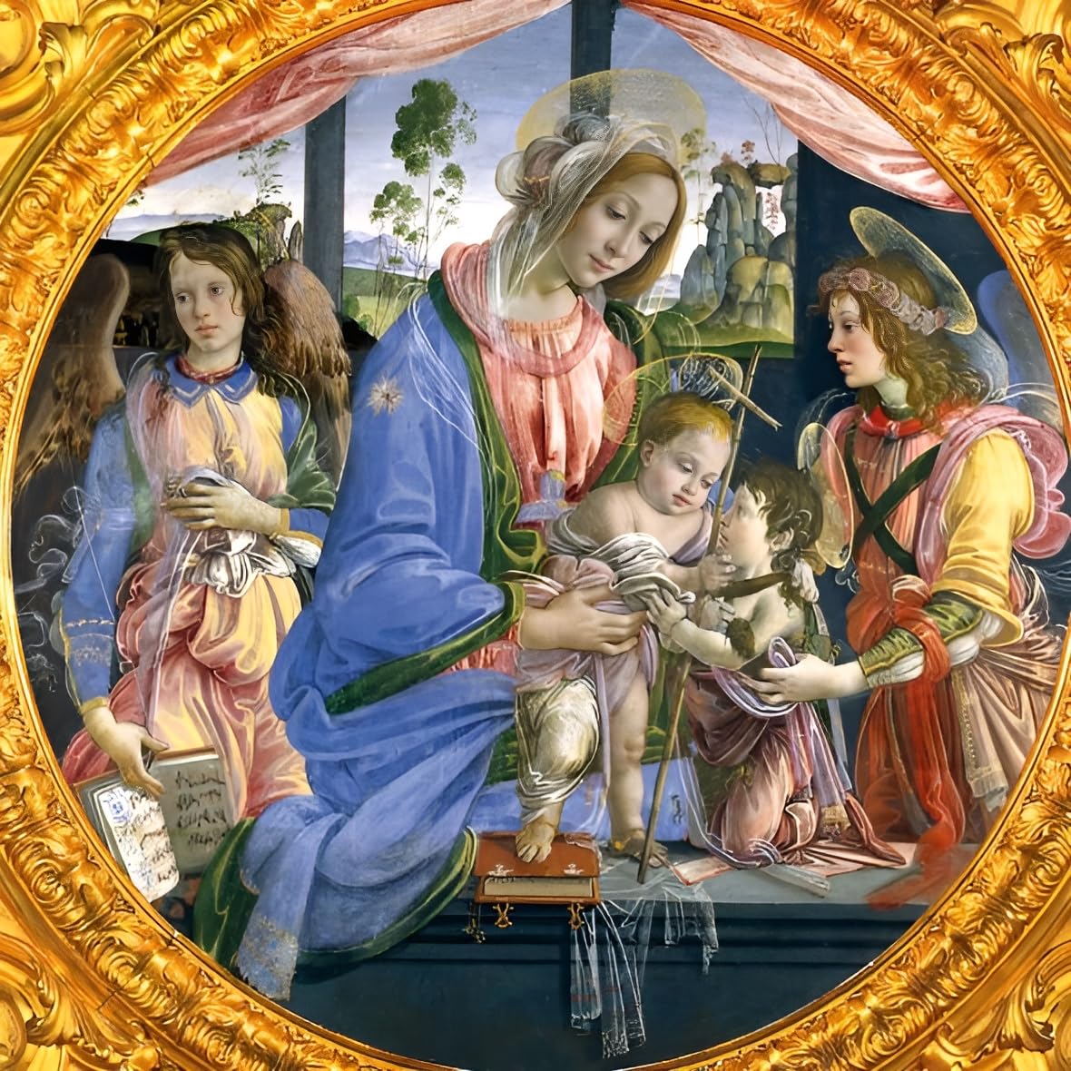 Museums and Galleries Marketing. Christmas Classics 12.3 x 12.3cm Virgin and Child with St John and Angels Charity Designed Christmas Card with Envelope (Pack of 8)