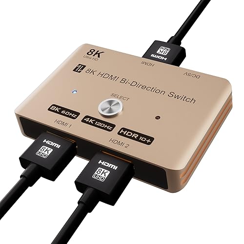 Anehmeta 8K HDMI Switch,2 in Out Ultra HD 8K@60Hz 4K@120Hz HDMI