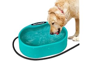 CANMIL Outdoor Heated Water Bowl for Dogs Cats, Large Heated Pet Bowl for Outside Animal Birds Chicken, Winter Waterproof Heated Dog Bowl with Chew Resistant Power Cord, 125 OZ 35 Watt