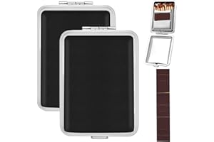 2Pcs Metal Match Box Case with Friction Plate, Portable Blank Match Stick Holder Box Container Storage Case Reusable One Butt