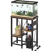 Bestier 10 Gallon Fish Tank Stand with Power Outlet, 20.3x10.6 Metal Aquarium Stand, 6-Leg Reptile Tank Stand with 3-Tier Adj