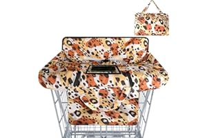 POLOVILLAE Shopping Cart Cover for Baby Girl Boy 2-in-1 High Chair Water Resistant High Chair Cover w/Phone Pouch Pocket Gender Neutral Cart Cover for Leopard Texture Babies Padded Grocery Cart Cover for Baby