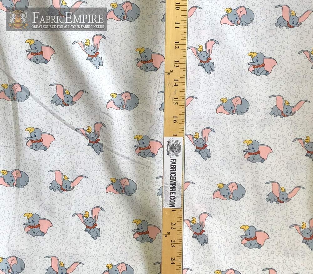 100% Cotton Fabric Quilt Disney Adorable Dumbo Licensed 45" Wide Sold by The Yard