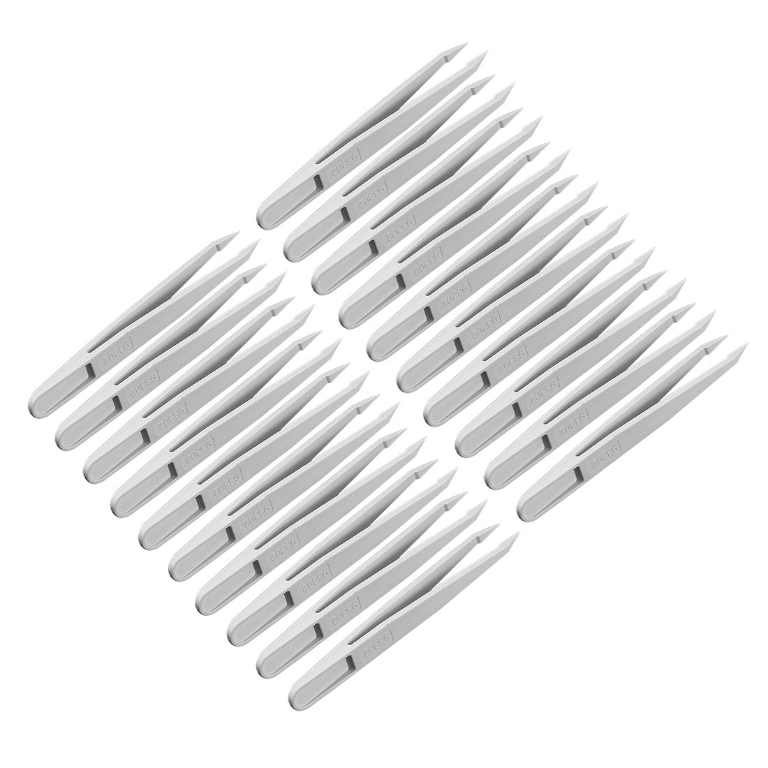 Sourcingmap Plastic Anti-Static Tweezers, Precision Slant Point Tip for Jewelry Craft DIY Beauty Electronics Repair Tool White 20 Pcs