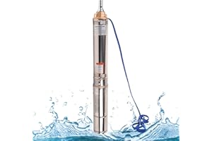 Doppy 4" Deep Well Submersible Pump, 1HP/220V/60Hz,207 Ft Head/33gpm,with 49 ft Electric Cord Stainless Steel Water Pump,With 1.25" NPT Connector, for Irrigation,Farms,Industrial,Home