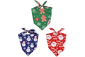 3pcs Christmas Dog Bandanas, Multiple Size Holiday Dog Scarf Pet Drool Bib with Classic Winter Pattern for Small, Medium, Lar