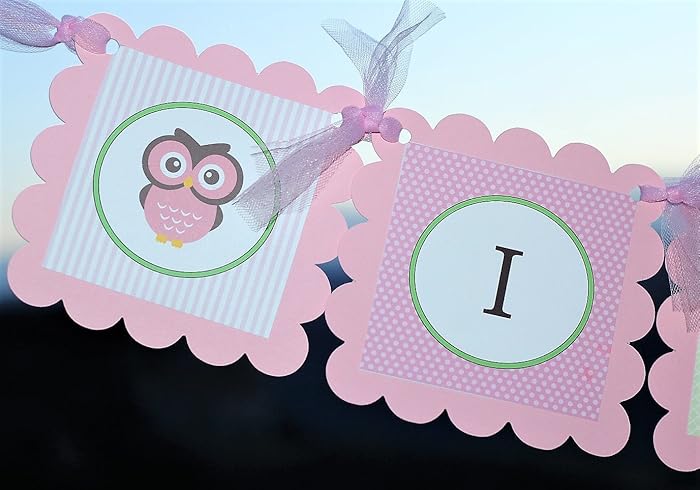 Amazon Com Light Pink Its A Girl Owl Baby Shower Banner