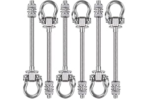 BeneLabel 6Pcs Wood Beam & I-Beam Hanger, Permanent Antirust Stainless Steel Heavy Duty Swing Hooks, Yoga Hammock Chair Sandbag, Swing Sets Hardware, 180° Swing, 7" x M2/5"