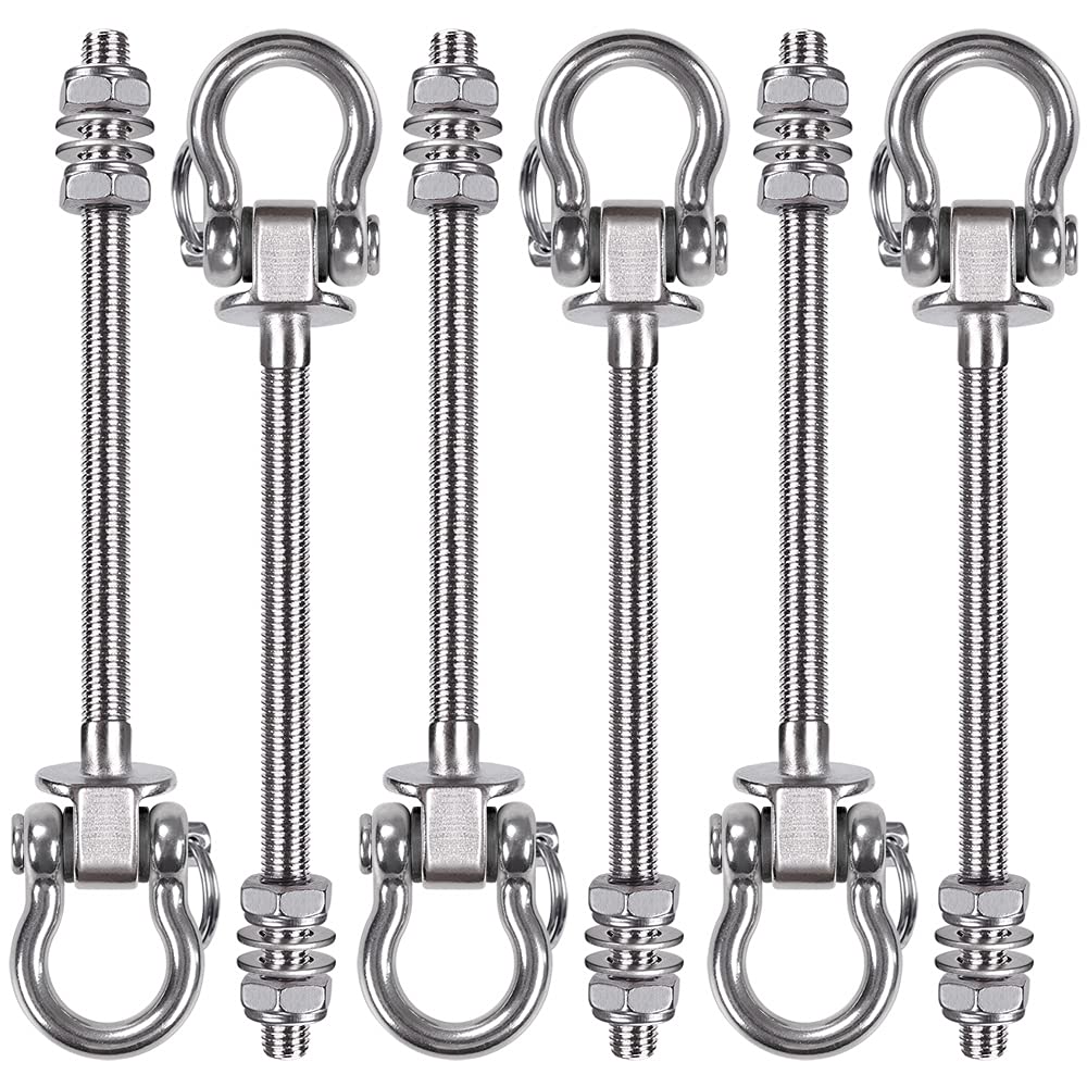 SELEWARE Antirust 304 Stainless Steel Swing Hammock Bolts, Swing Hangers Heavy Duty Hammock Hooks for Wood and Steel Beam Hammock, Porch Seat, Chair, Swing, Yoga (9.3"(235mm) Set of 6