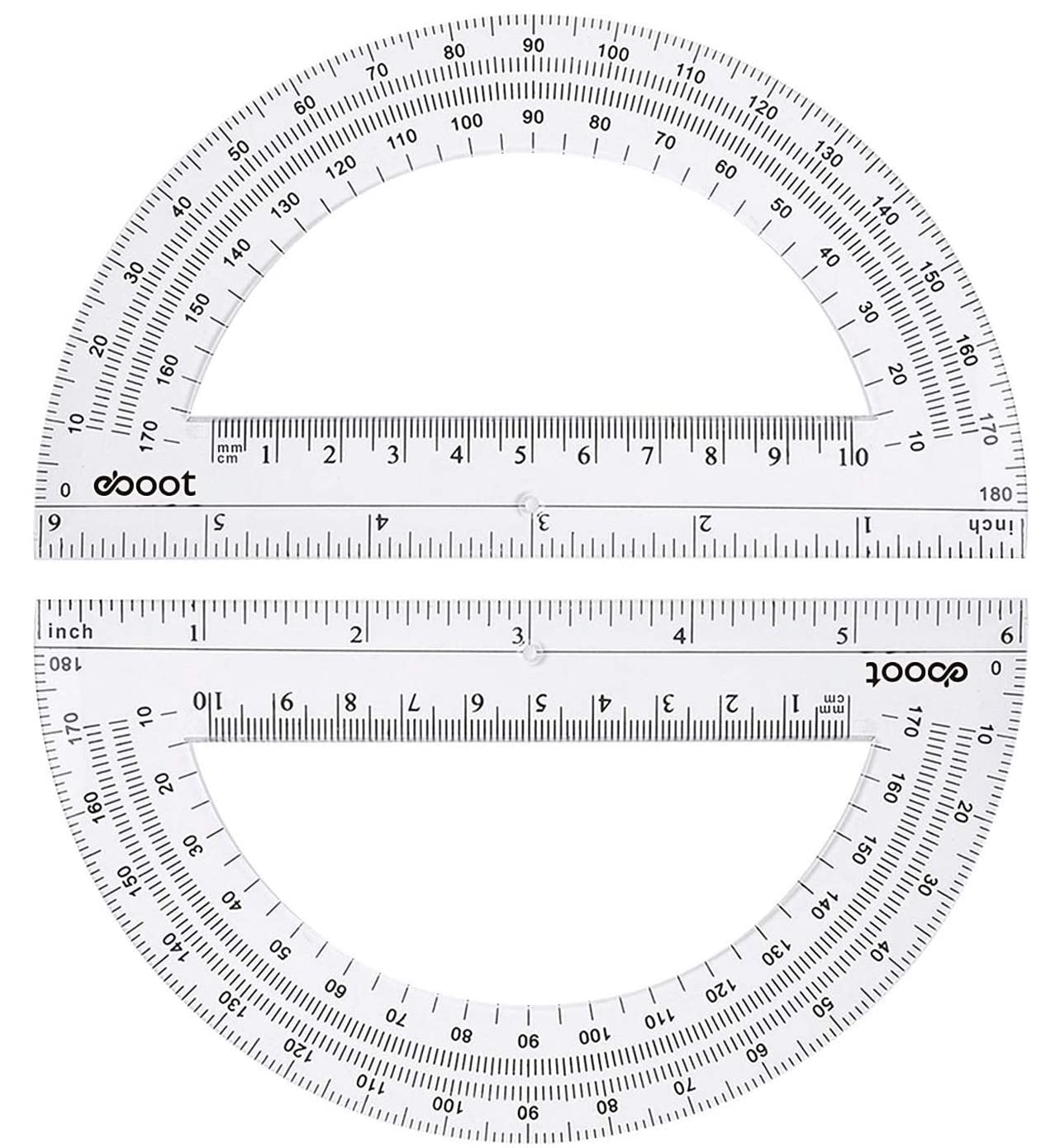 180 Degree Protractor, 10PCS Plastic Protractor Geometry Goniometer, Clear Angle Measurement Measuring Tool for School and Office (6 Inch)