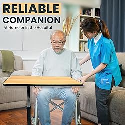 Joint Forces Adjustable Over Bed Table with Wheels